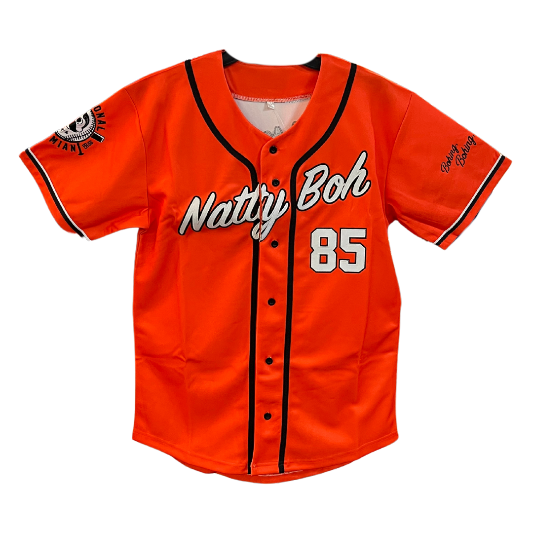 Baltimore Natty Boh Orange Button-Up Jersey | Poor Boys Sports