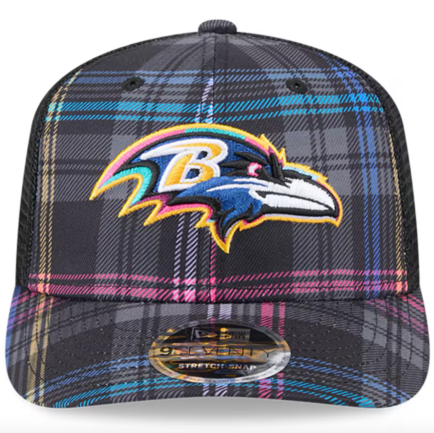 Baltimore Ravens Men's 2024 Crucial Catch Plaid Trucker Stretch