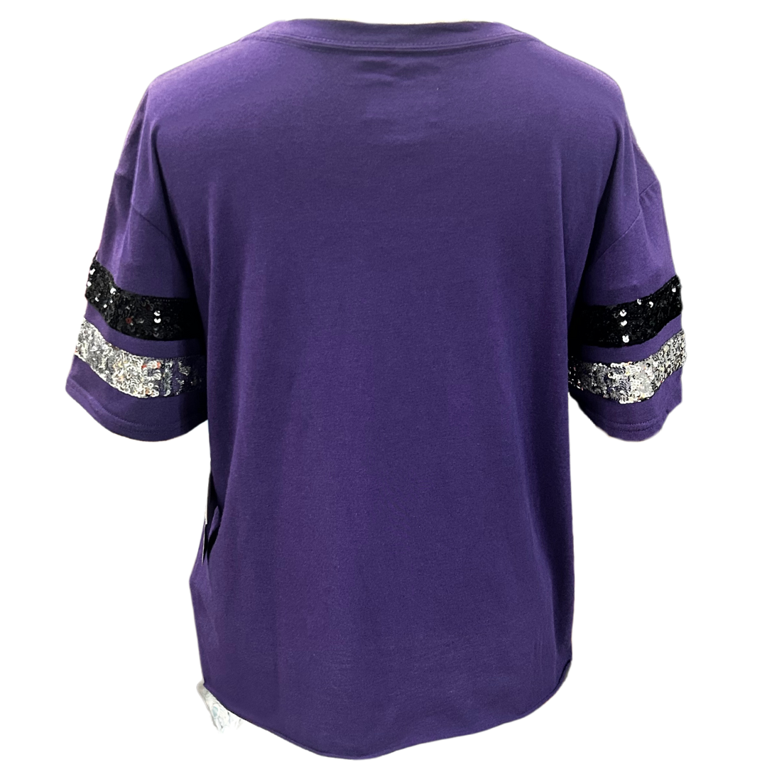 Baltimore Ravens Women s Bling Cropped Short Sleeve Shirt