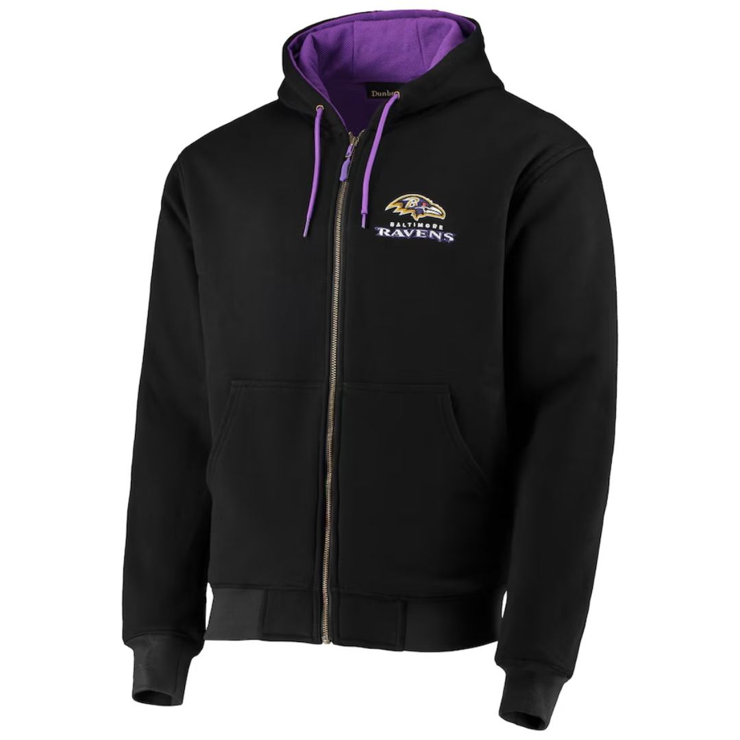 Baltimore Ravens Men's Black Craftsman Thermal-Lined Full-Zip Hoodie ...